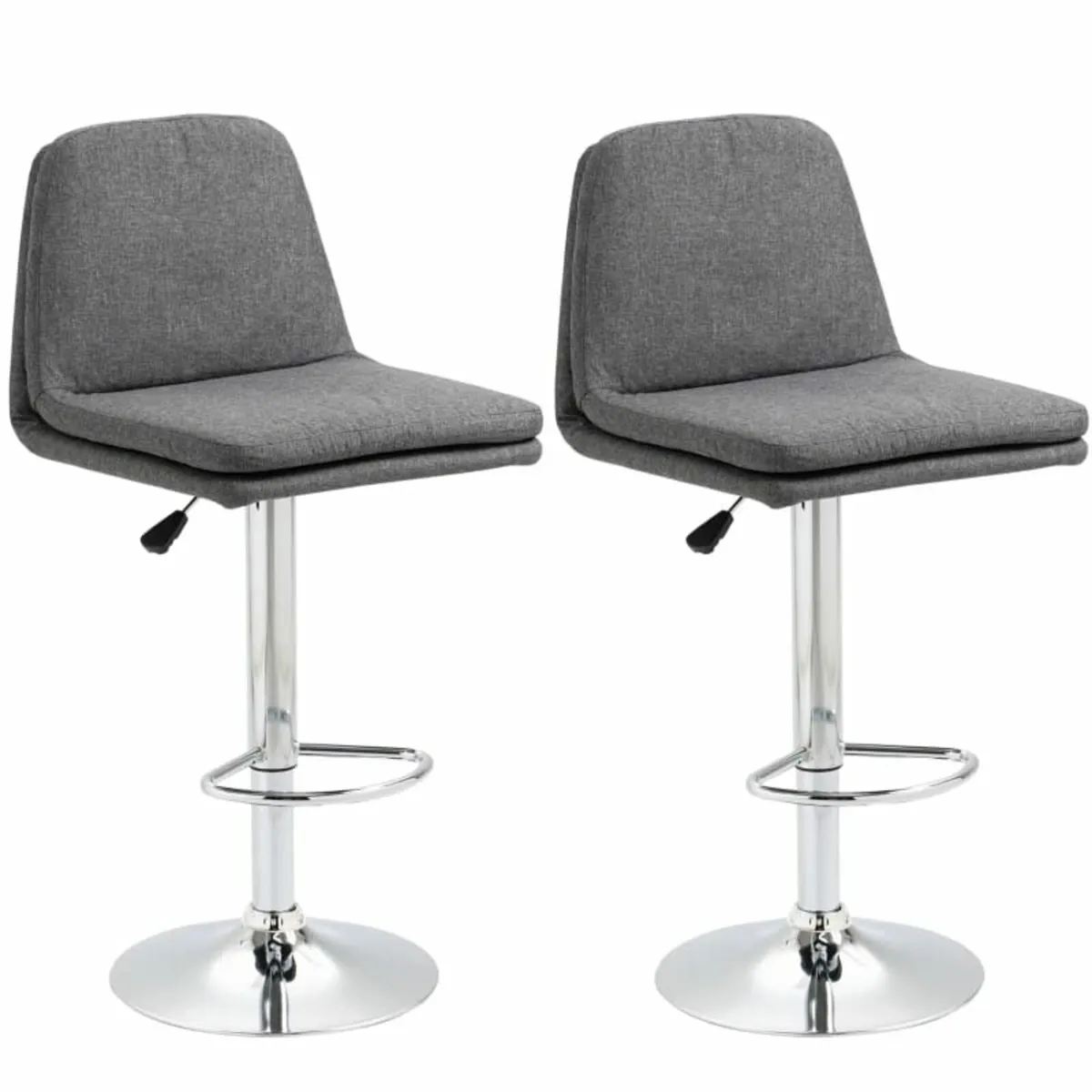 Stools Set of 2, Swivel Fabric Breakfast Barstools - Image 1