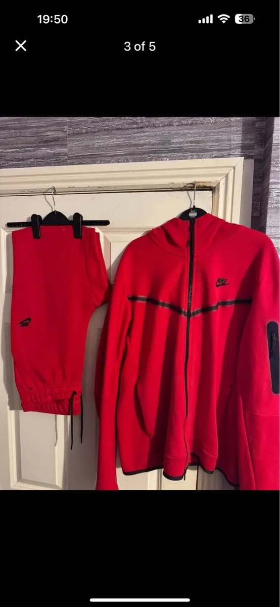 Red Nike Tech Fleece Tracksuit - Image 3