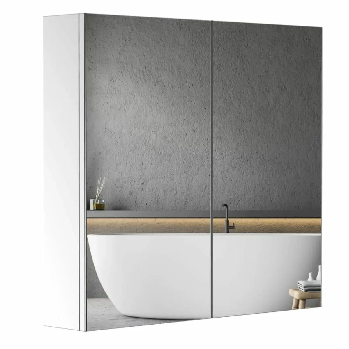Stainless Steel Double Doors Bathroom Mirror Cabin - Image 1