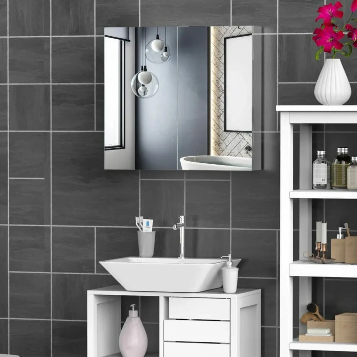 Stainless Steel Double Doors Bathroom Mirror Cabin - Image 3