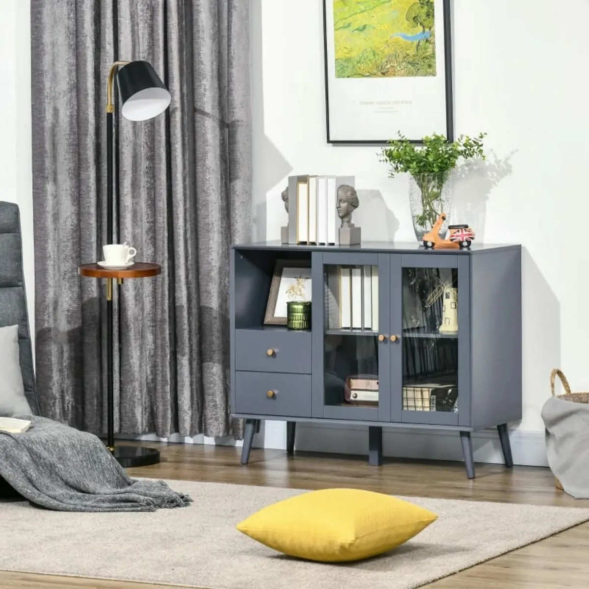 Modern Sideboard, Storage Cabinet with Glass Doors - Image 2