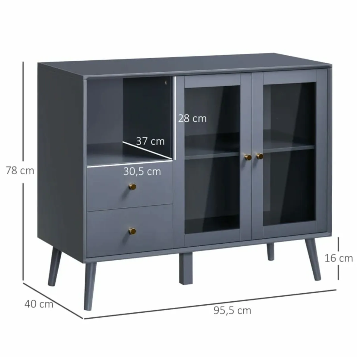 Modern Sideboard, Storage Cabinet with Glass Doors - Image 3
