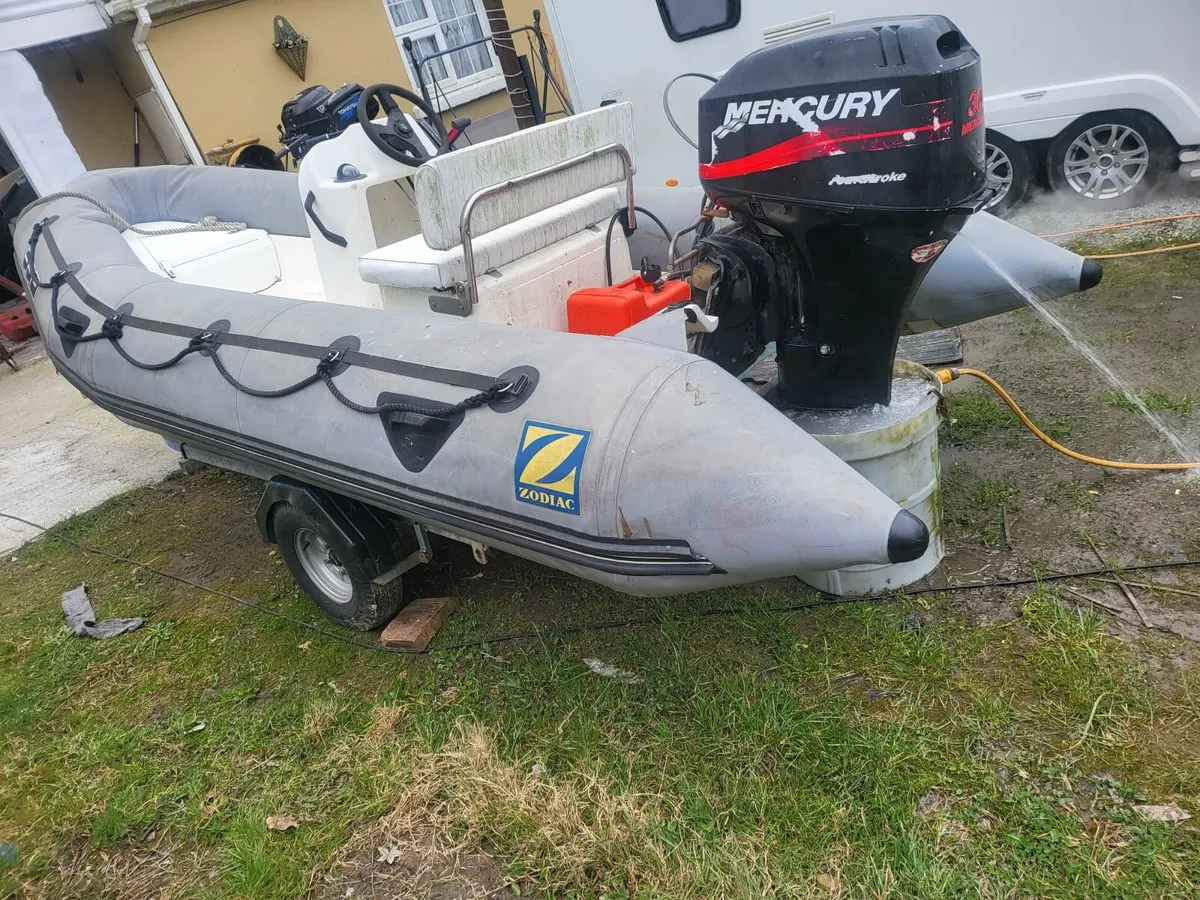 4.7 meter rib 4 stroke 30hp good trailer fine boat - Image 1