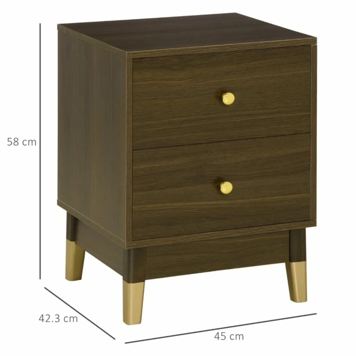 Wooden Nightstand, Bedside Table with Drawer, Wood - Image 2
