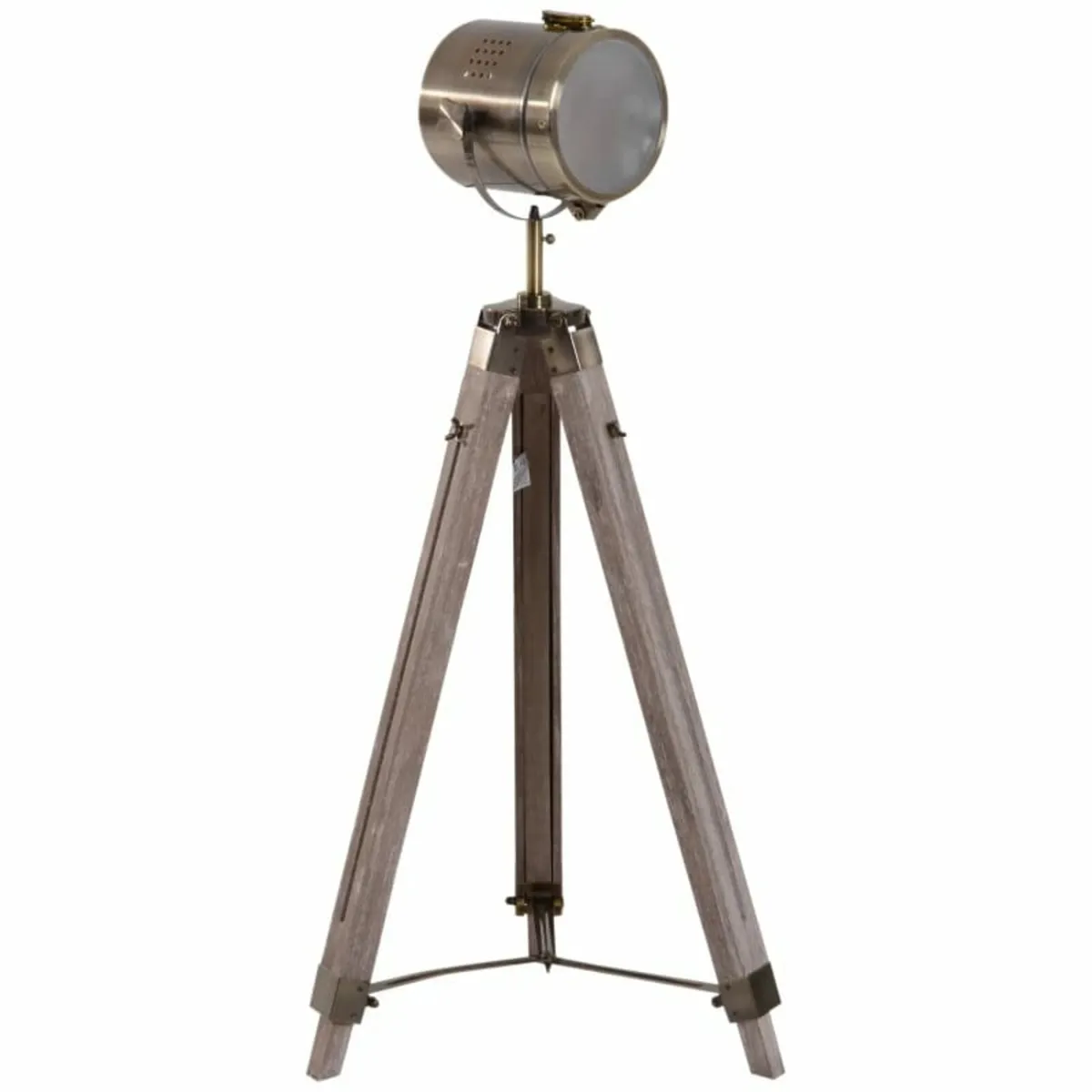 Floor Spotlight, Tripod Floor Lamp, Pine Dark Wood - Image 1