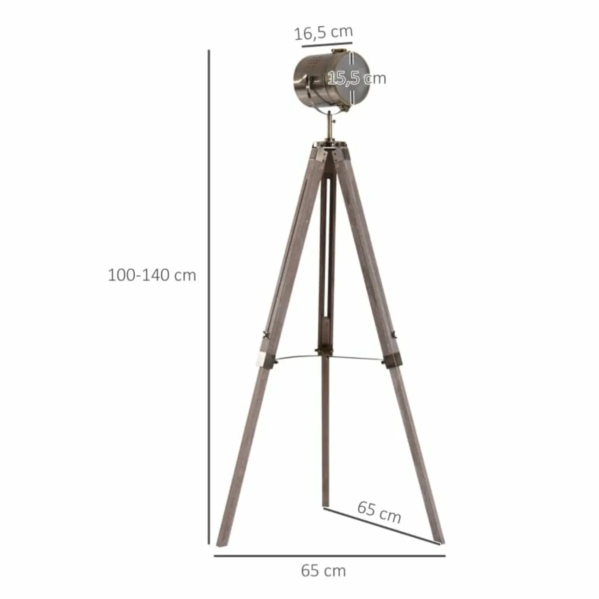 Floor Spotlight, Tripod Floor Lamp, Pine Dark Wood - Image 3