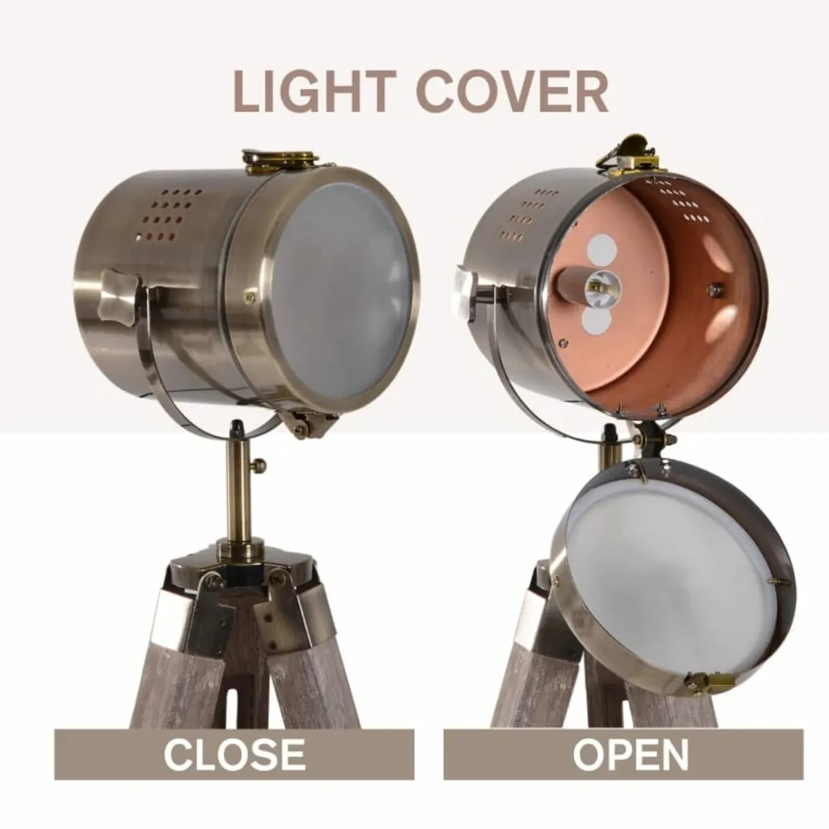 Floor Spotlight, Tripod Floor Lamp, Pine Dark Wood - Image 4