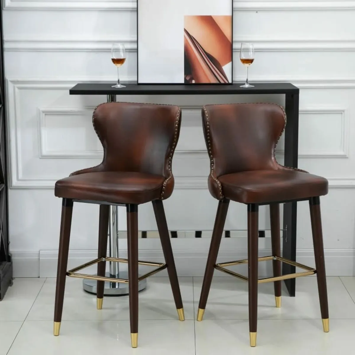 2 Pieces Home Luxury Counter-Height Bar Chair, Eur - Image 2