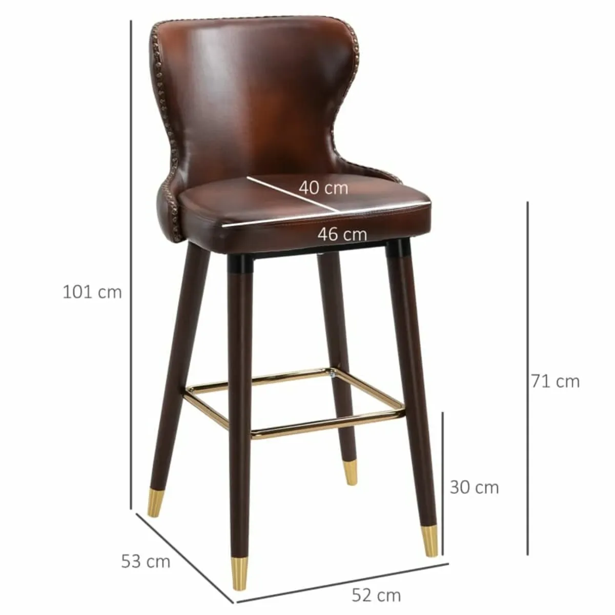 2 Pieces Home Luxury Counter-Height Bar Chair, Eur - Image 3