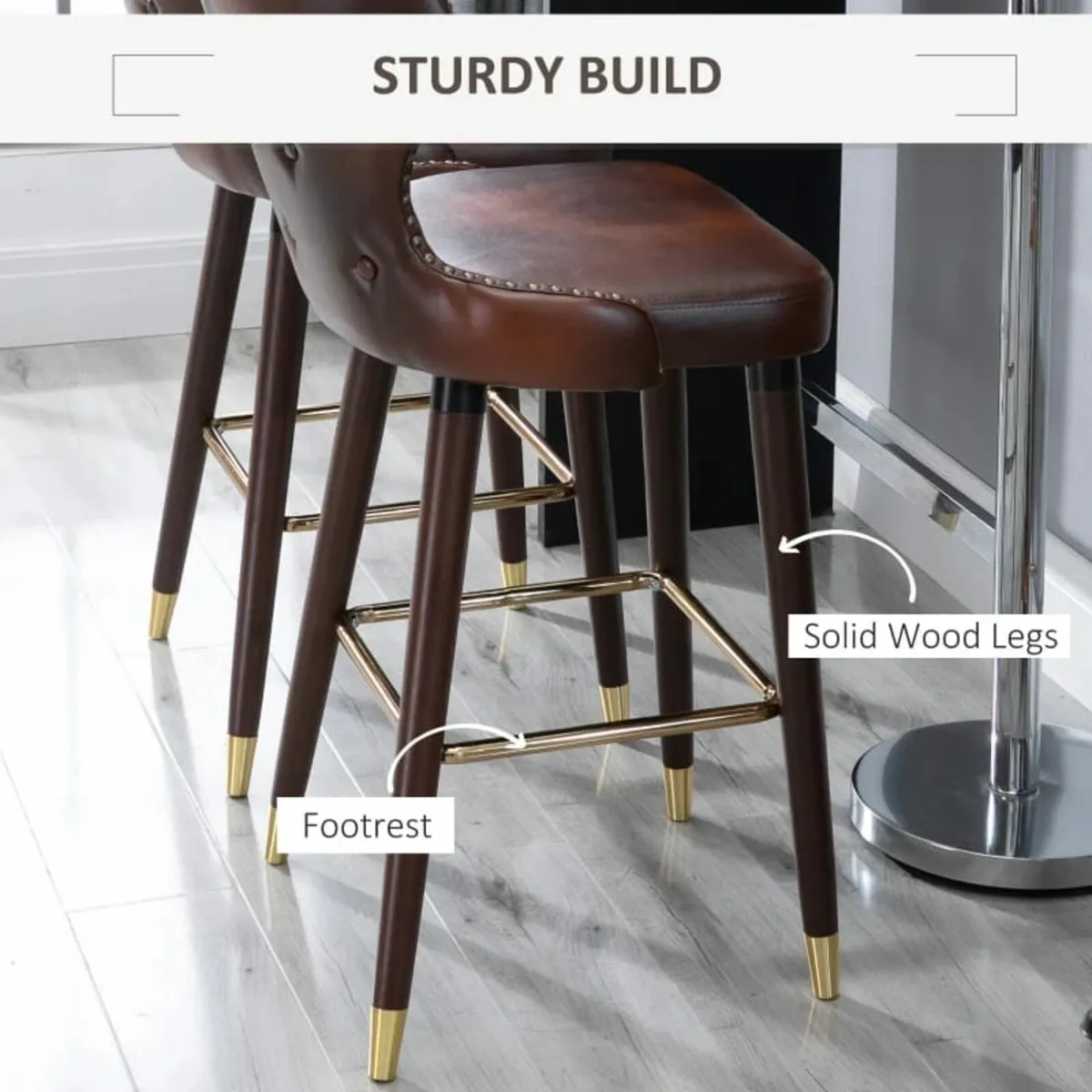 2 Pieces Home Luxury Counter-Height Bar Chair, Eur - Image 4