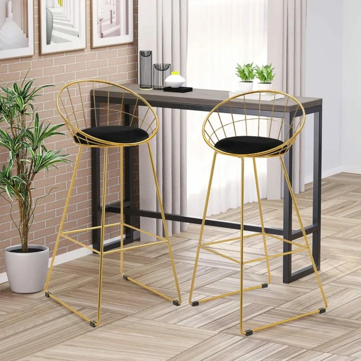 2 pcs. Bar Stool Kitchen Stool with Backrest Plast - Image 3