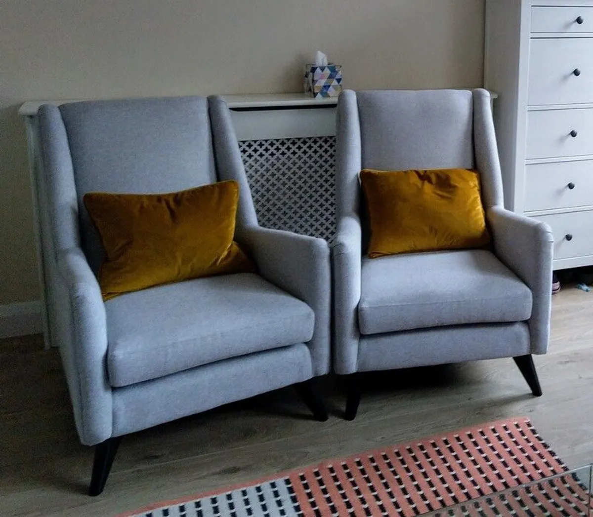 2 Light grey armchairs from DFS - Image 1