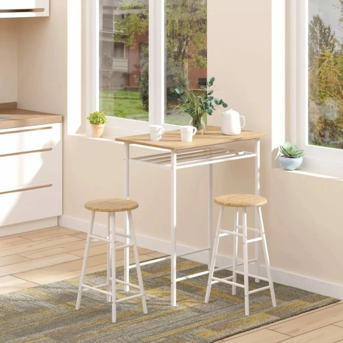 3-Piece Dining Kitchen Set with 1 Table and 2 Matc - Image 2