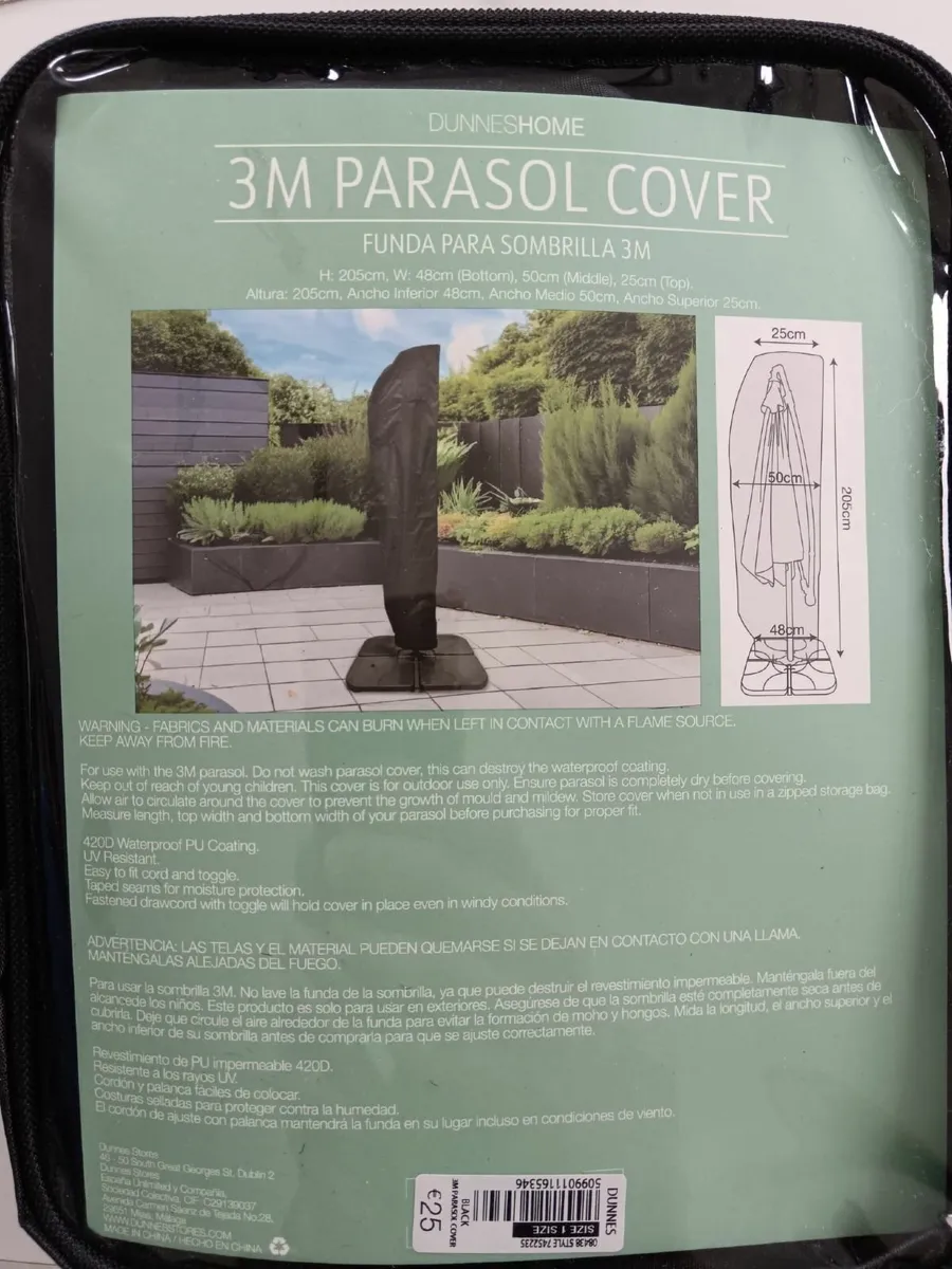 3m Outdoor Parasol (+ 100kg weight and cover) - Image 2
