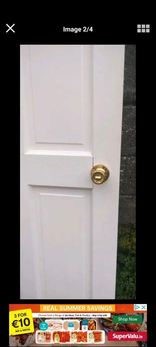 2 Solid white Doors, 1 with Handles and hinges and - Image 2