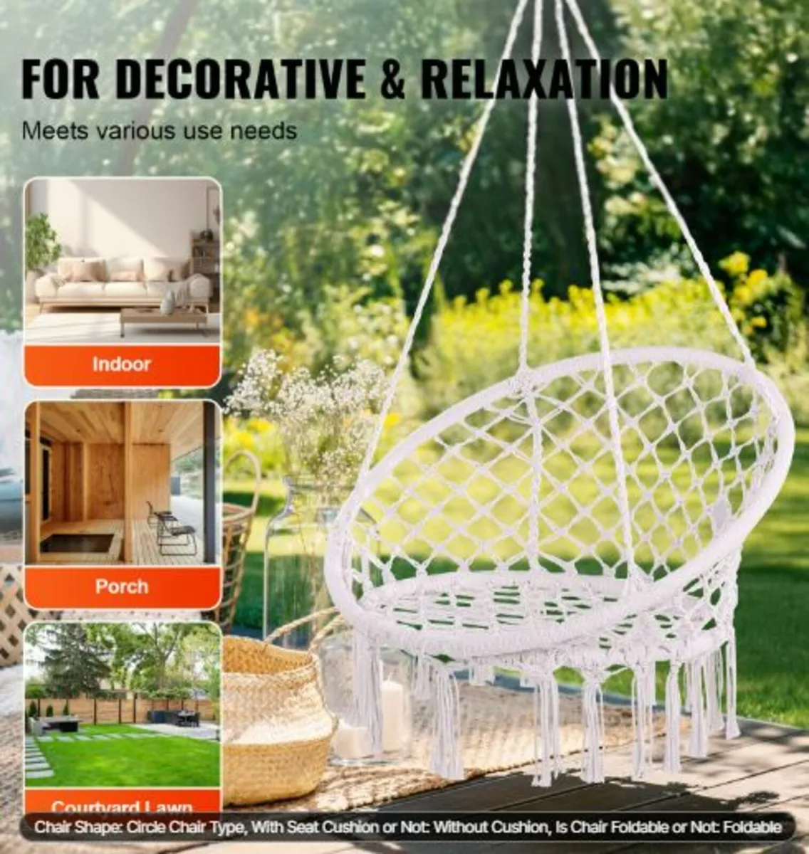 Hammock Hanging Swinging Chair Macramé Hanging - Image 3