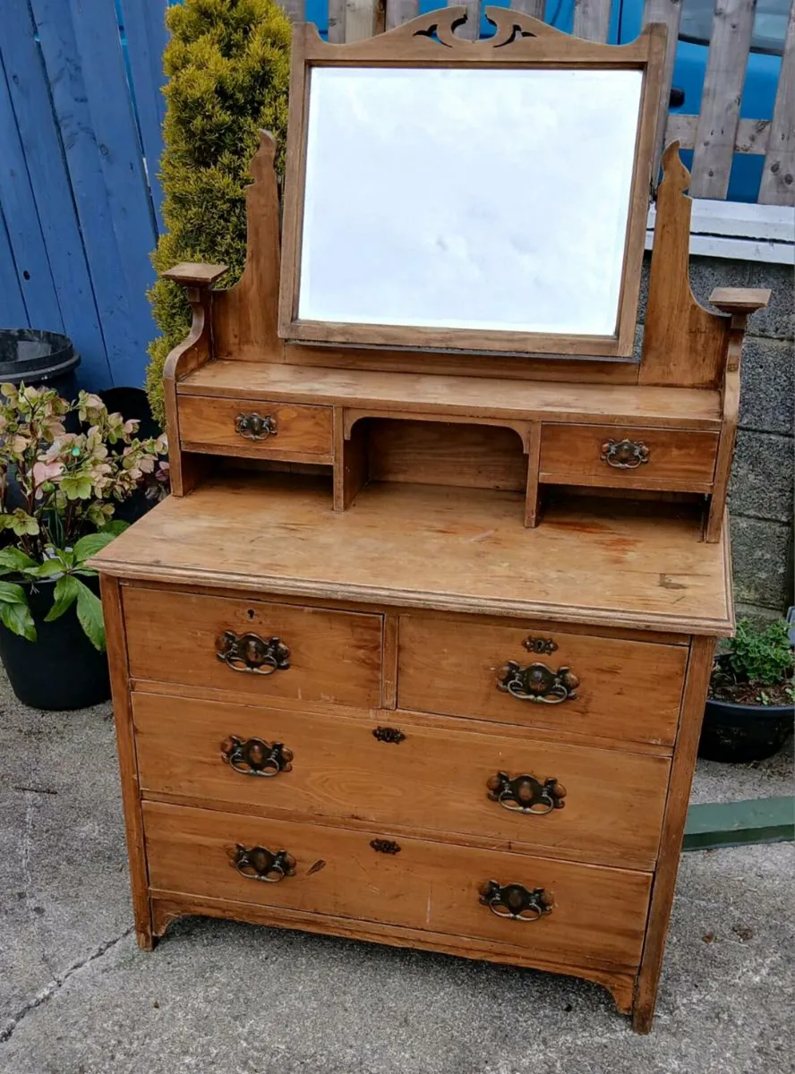 Antique  Chest of Drawers with Mirror - Image 1