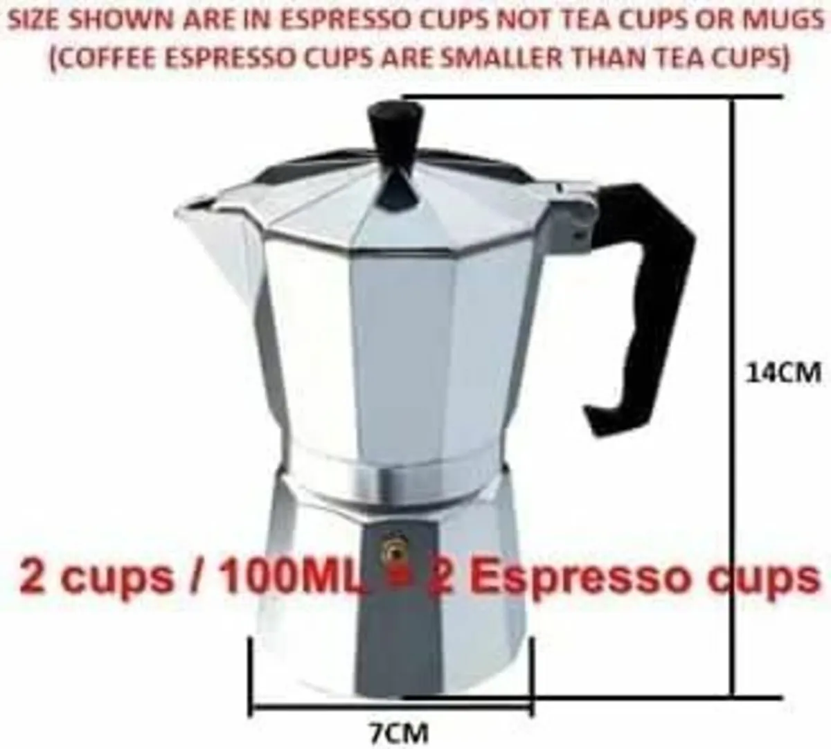 2 Cups Italian Espresso Stove Top Coffee Maker - Image 1