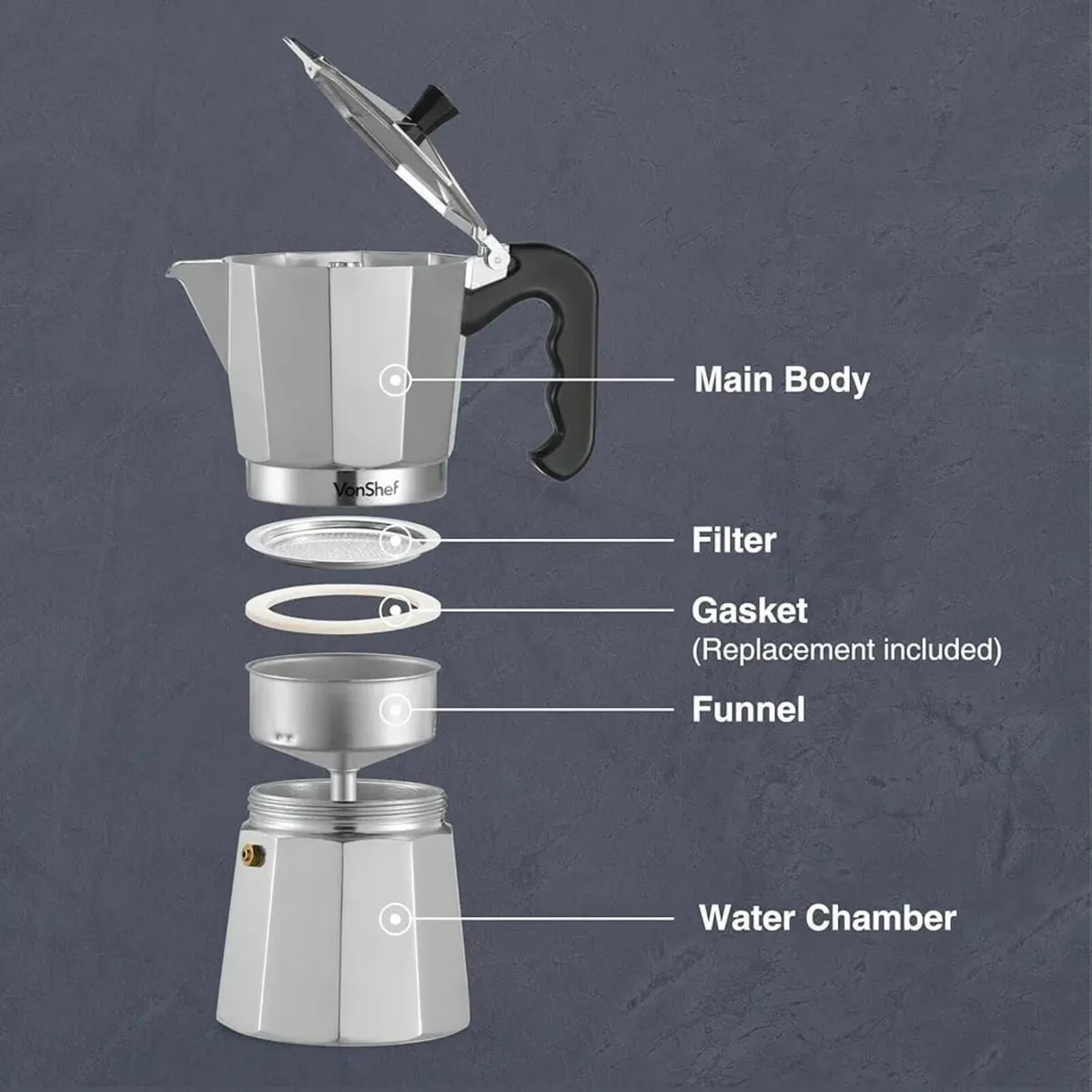 6 Cups Italian Espresso Stove Top Coffee Maker - Image 2