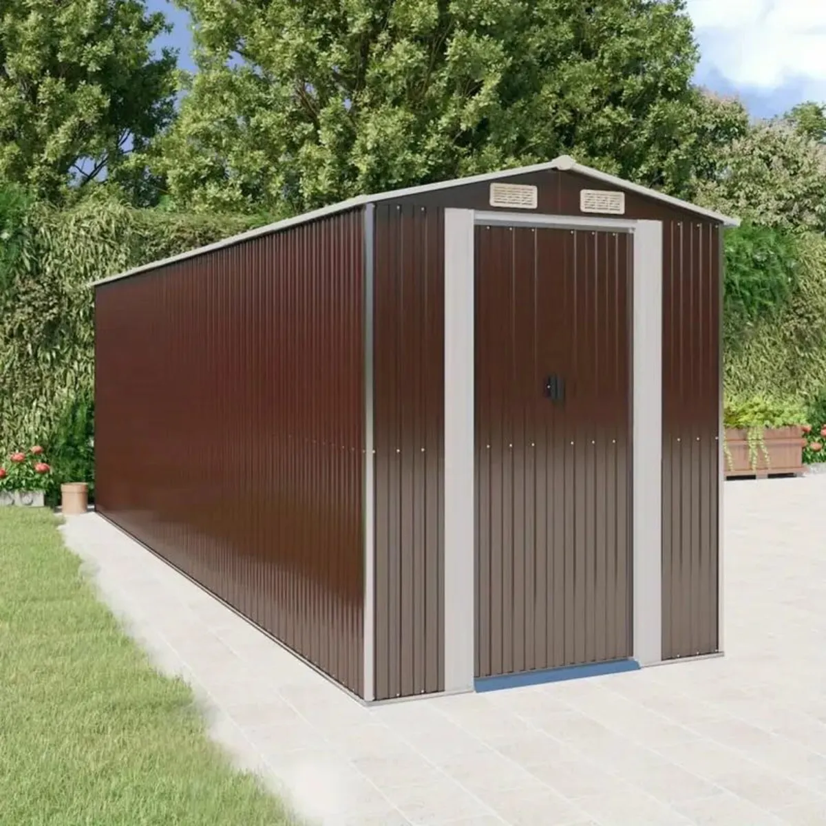 Tool shed dark brown galvanized steel Outdoor - Image 1