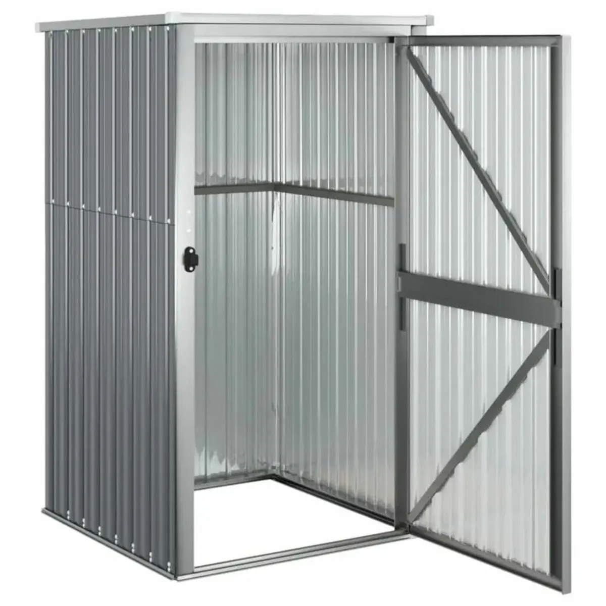 Durable Grey Galvanized Steel Garden Tool Shed - Image 2