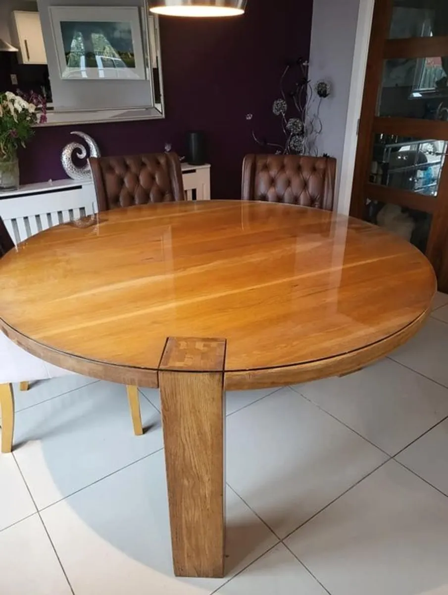 Solid Oak Round Dining Table - Image 1