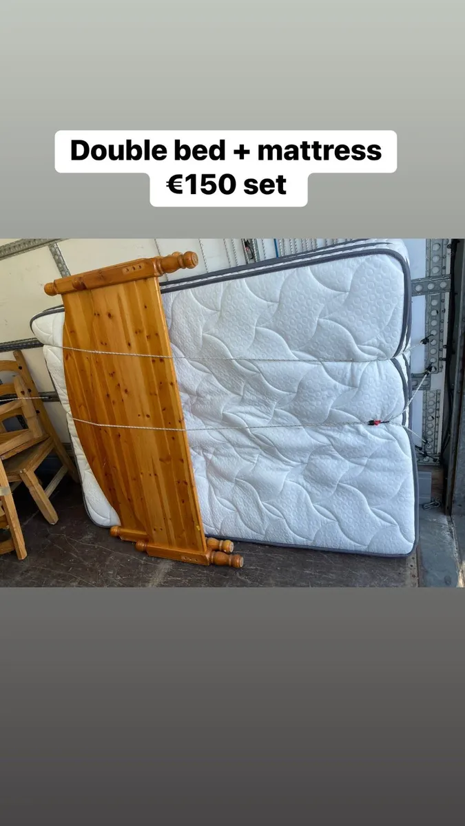 Double bed frame + mattress (4,6ft) - Image 2