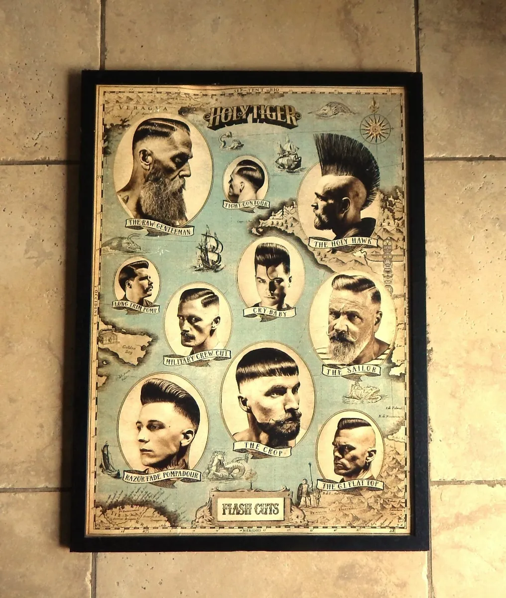 Large Framed Men’s Hairdressing Poster - Image 1