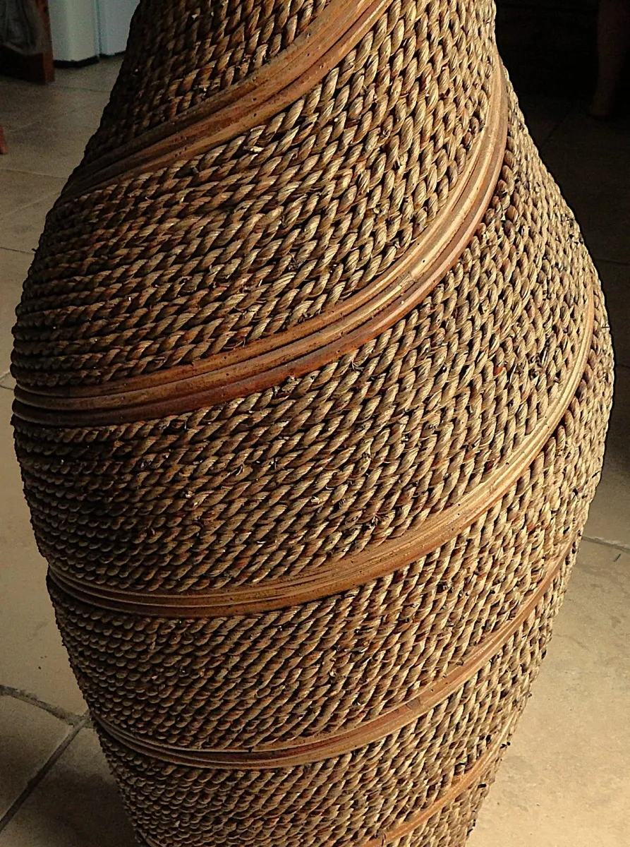 Large Rattan and Woven Vase - Image 4