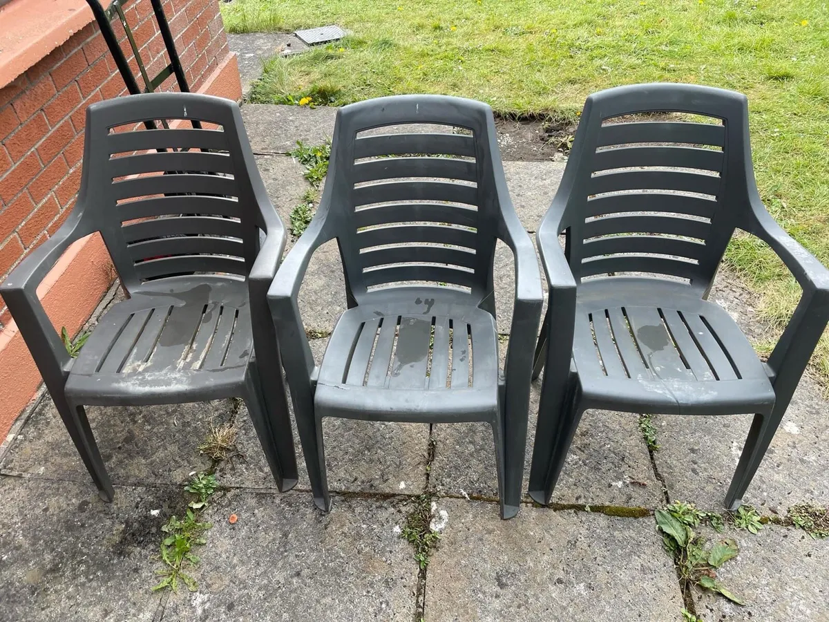 3 hard plastic chairs set