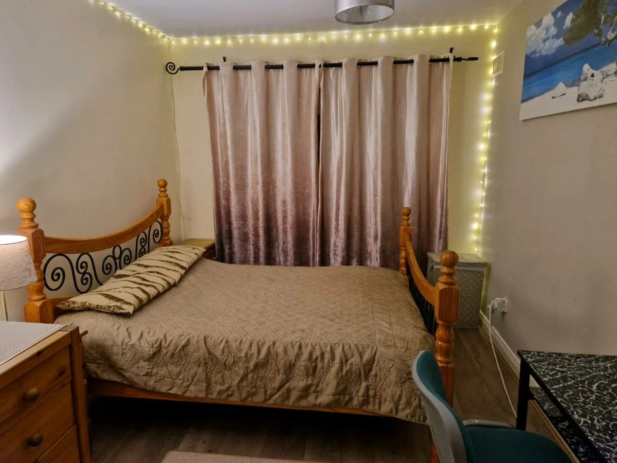 Double wooden bed frame + matteress Free delivery - Image 1
