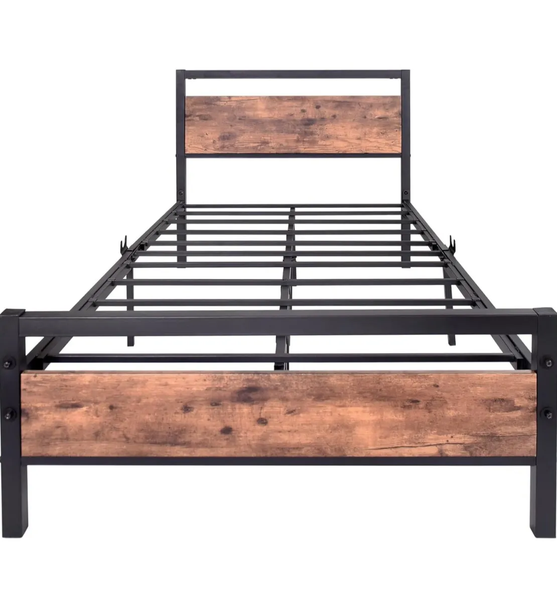 Single Bed Frames Solid Bedstead Base with Wood He - Image 3
