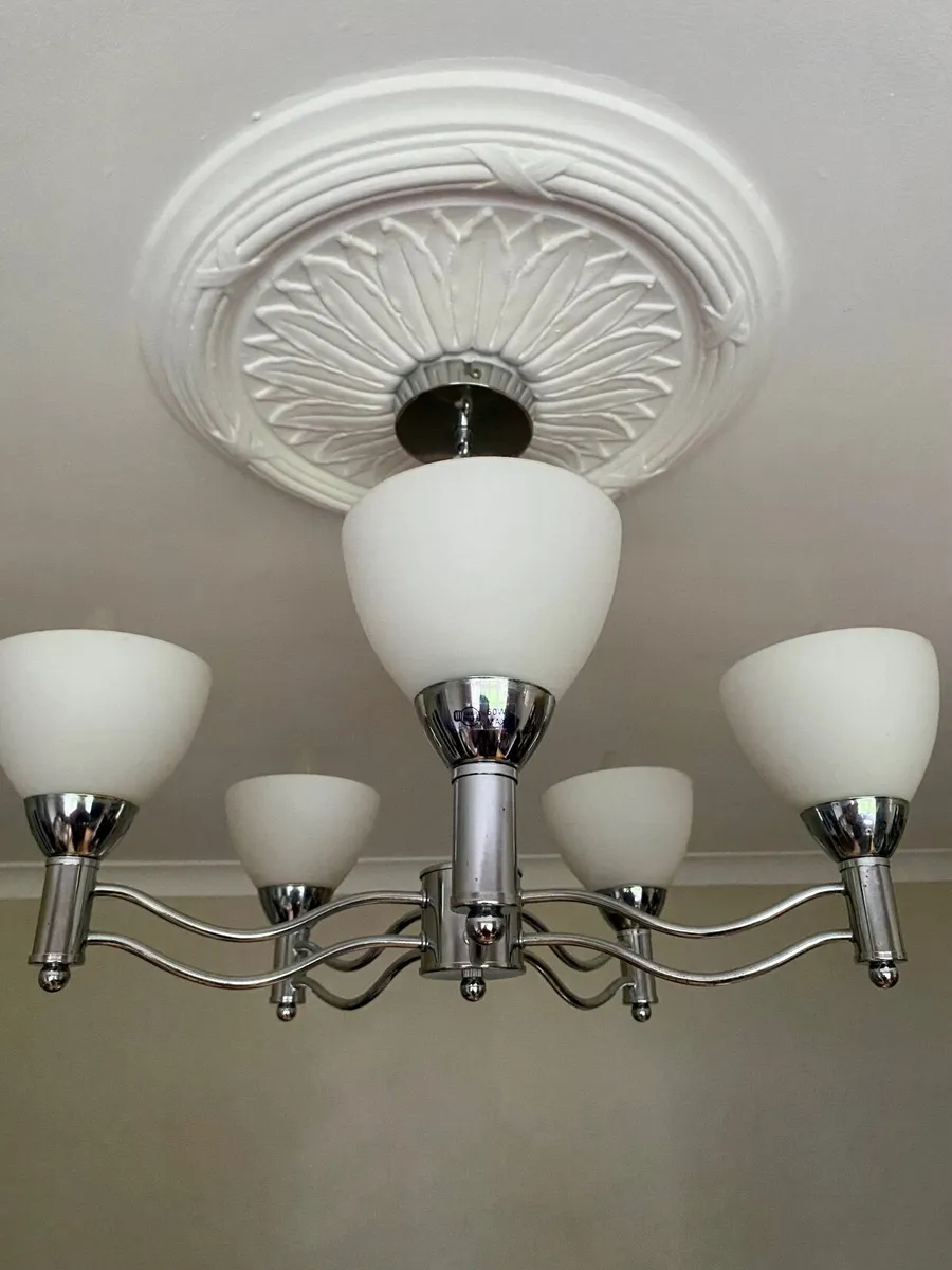 Silver 5 arm Light fitting