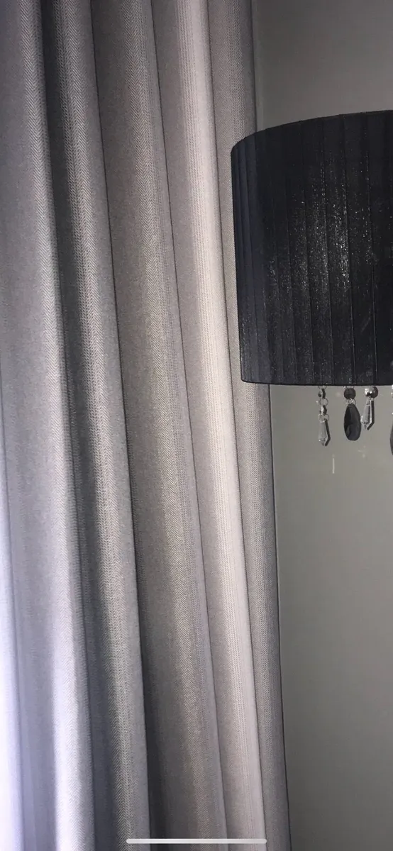 Grey ring top curtains 90x90