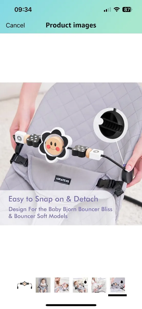Baby Bjorn Bouncer with attachment and extra cover - Image 4