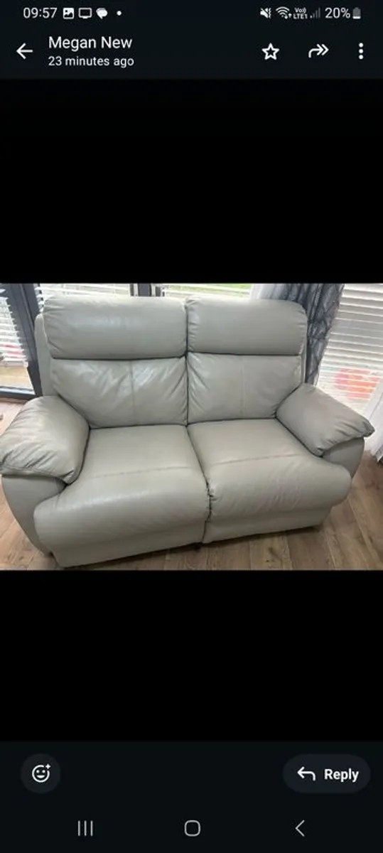 Original italian a leather light gray  3/2/1 electrical  Reclining sofa's - Image 1