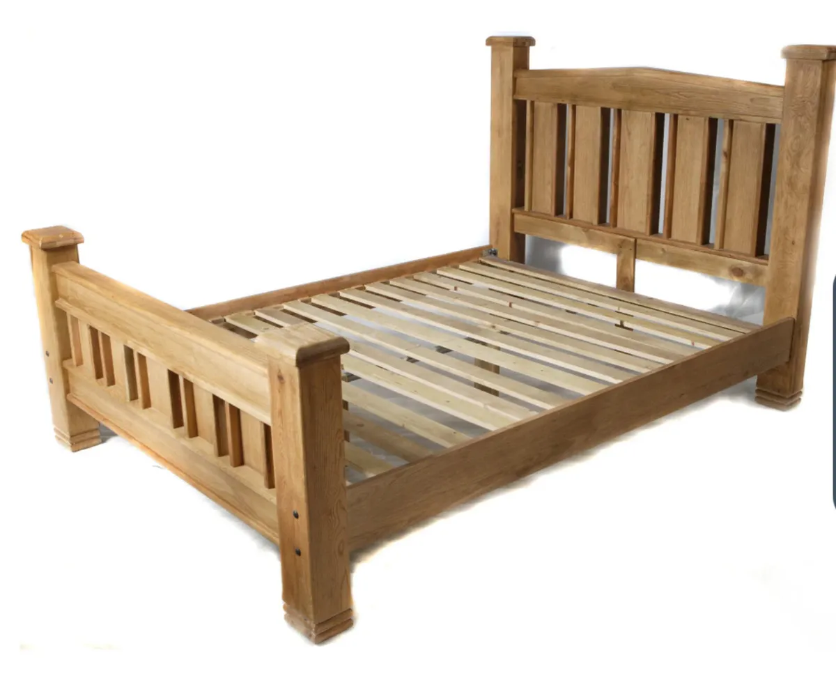 Danube solid oak king size bed frame - Image 1