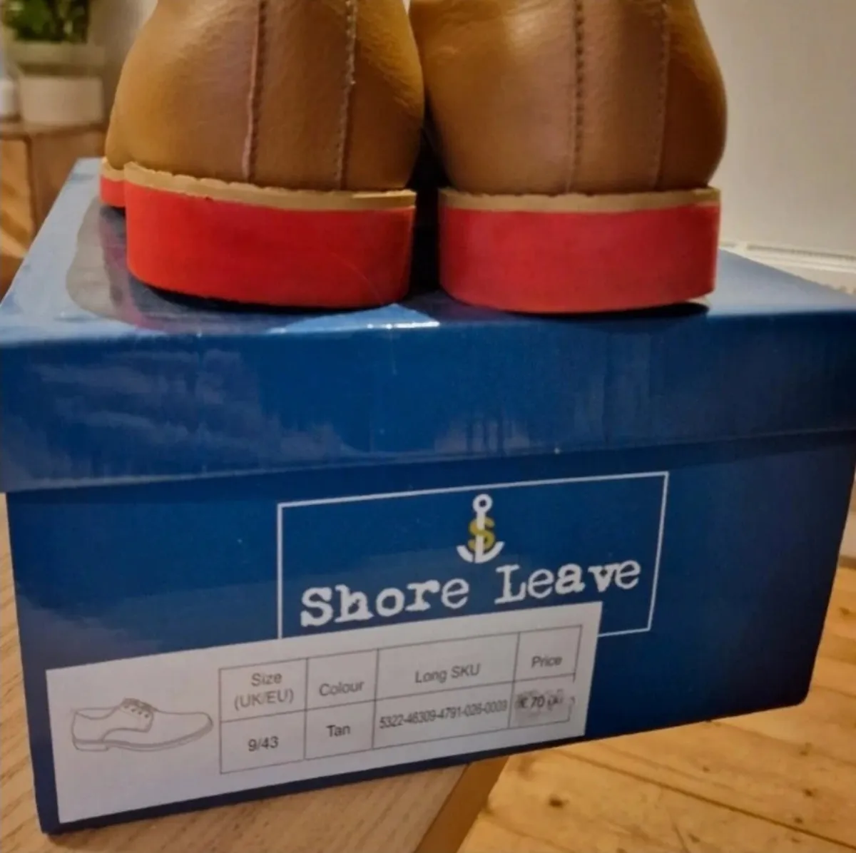 Mens Shore Leave Dress Tan Shoe with Red Sole - Image 2