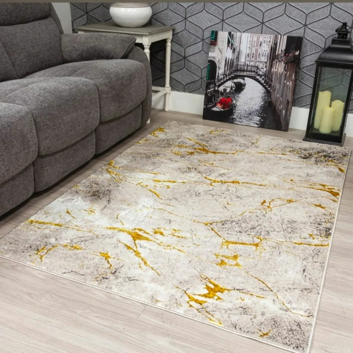 Marble Ochre Rug 120cm x 170cm - Image 1