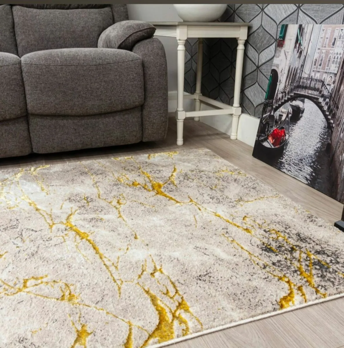 Marble Ochre Rug 120cm x 170cm - Image 3