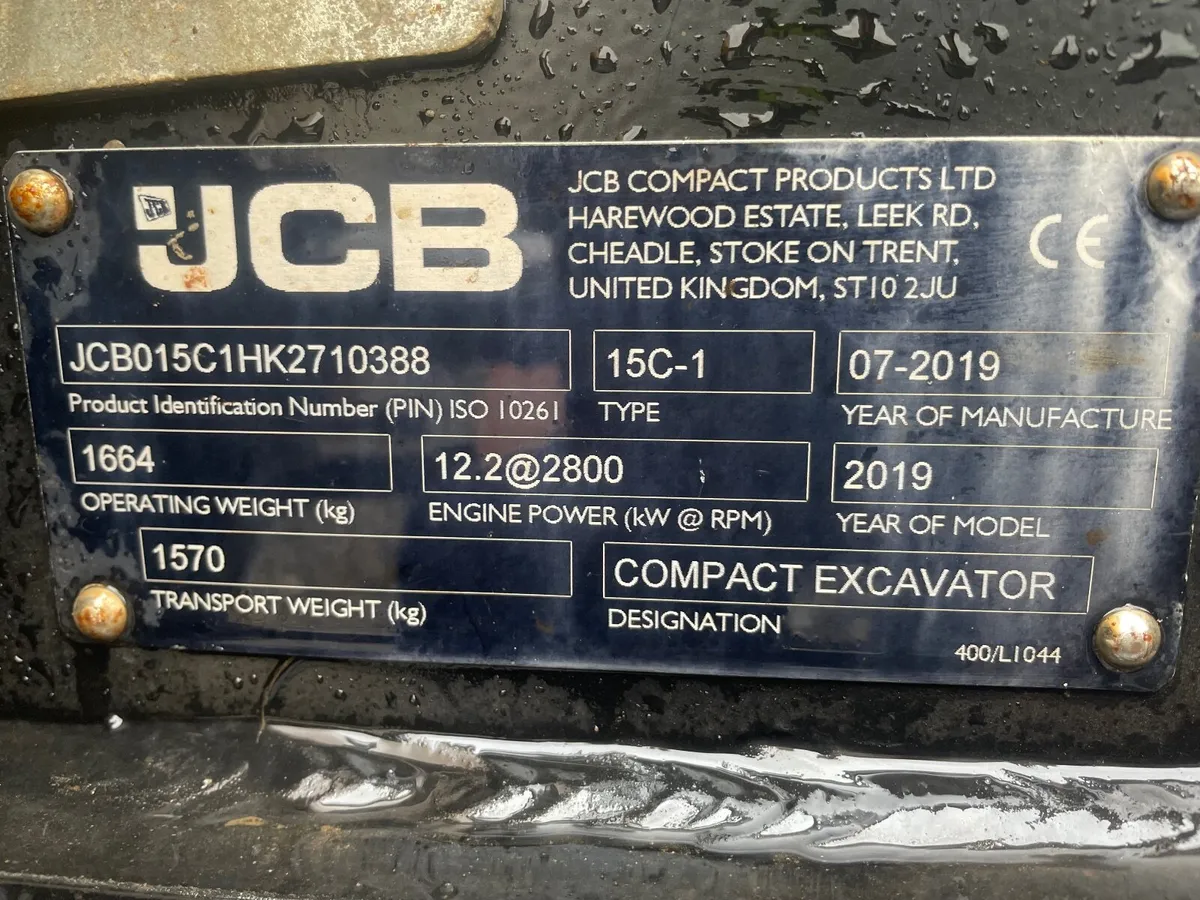 2019 JCB 15C-1 Mini Digger - Image 3