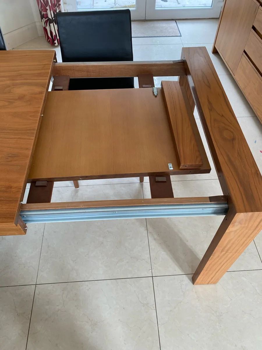 Extendable Dining Table & 6 Black Leather chairs - Image 3
