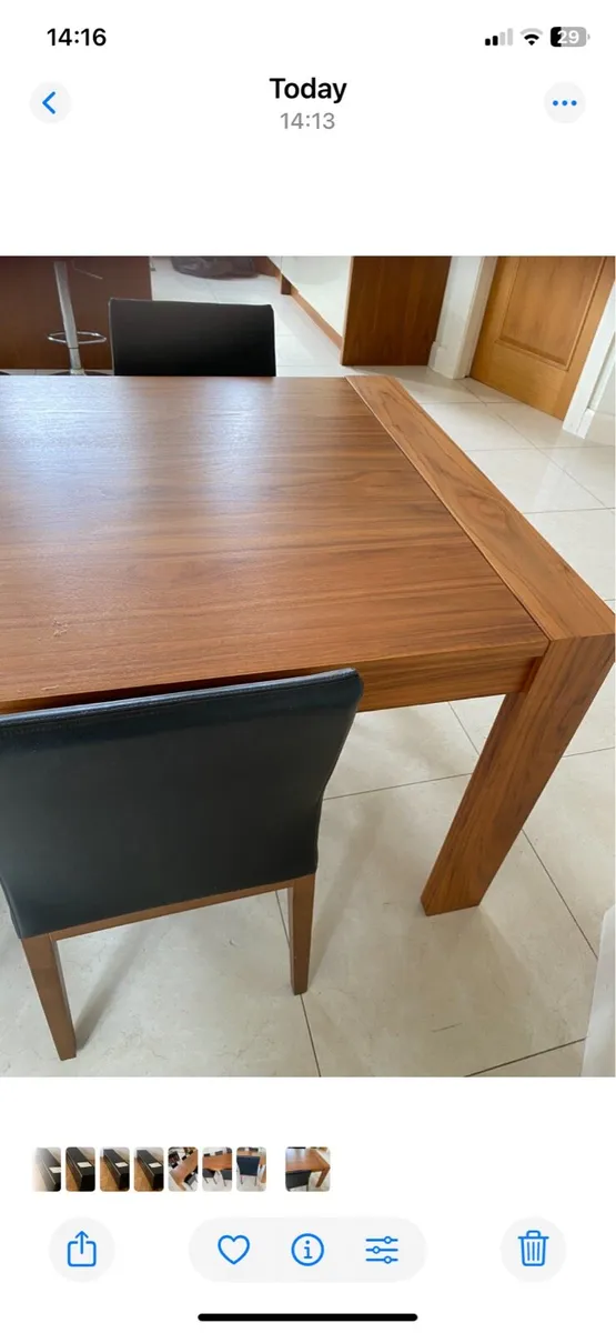 Extendable Dining Table & 6 Black Leather chairs - Image 4