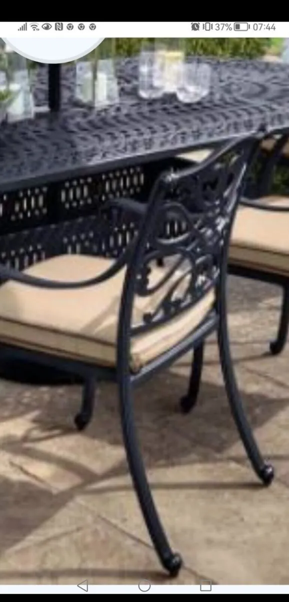 Brand New Bronze Stackable Cast Alum Chairs x 4 - Image 2