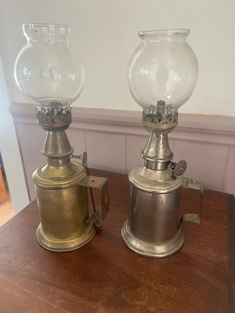 2 Antique French Pigeon Lamps - Image 1
