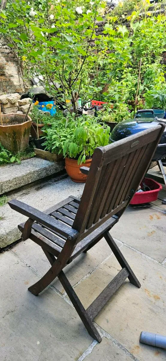 Garden chair x 2 folding, teak - Image 2