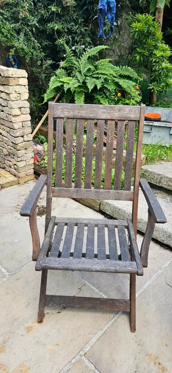 Garden chair x 2 folding, teak - Image 3