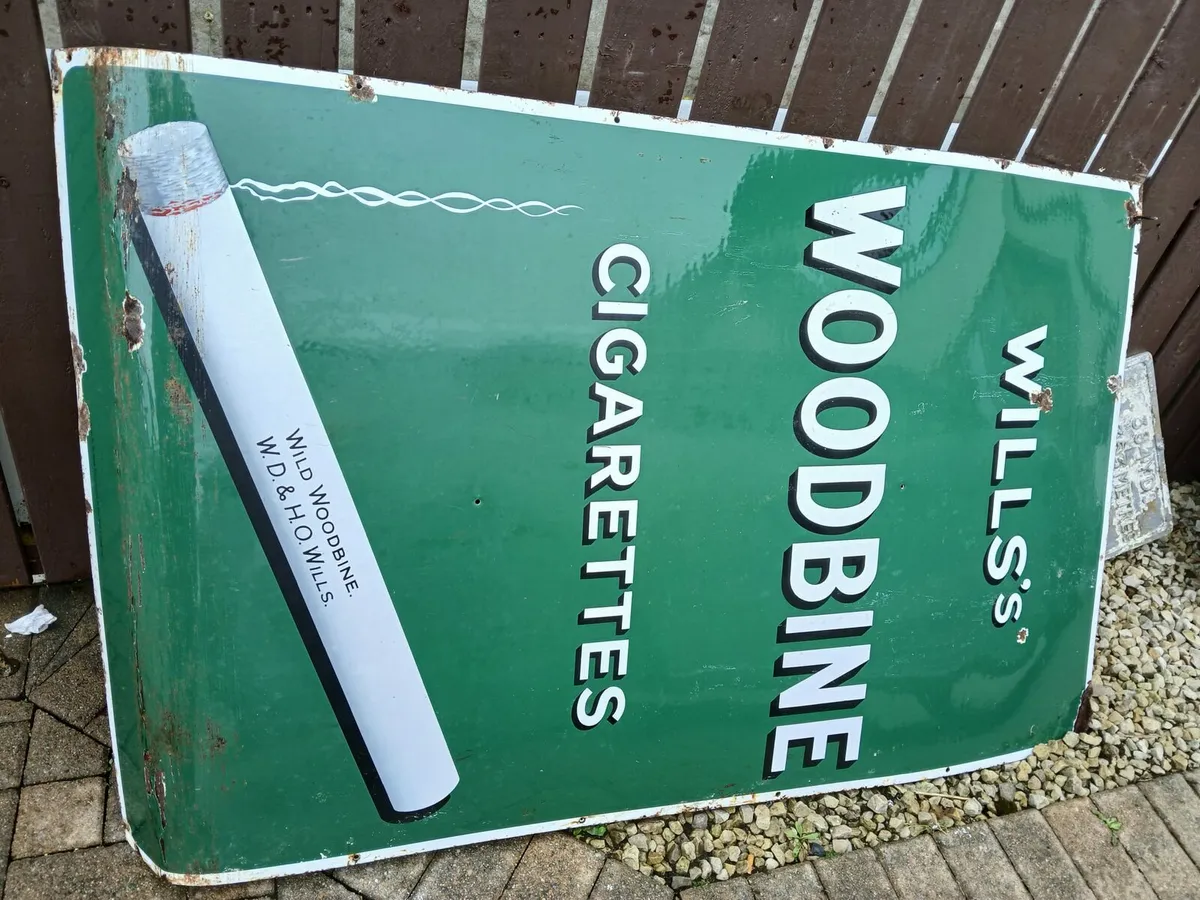 Large Enamel Woodbine Sign - Image 1