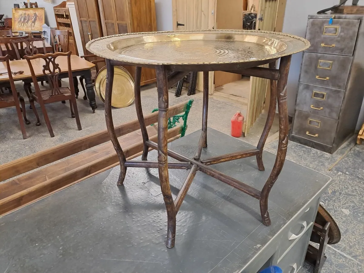 Early 1900s Chinese brass tray table - Image 3