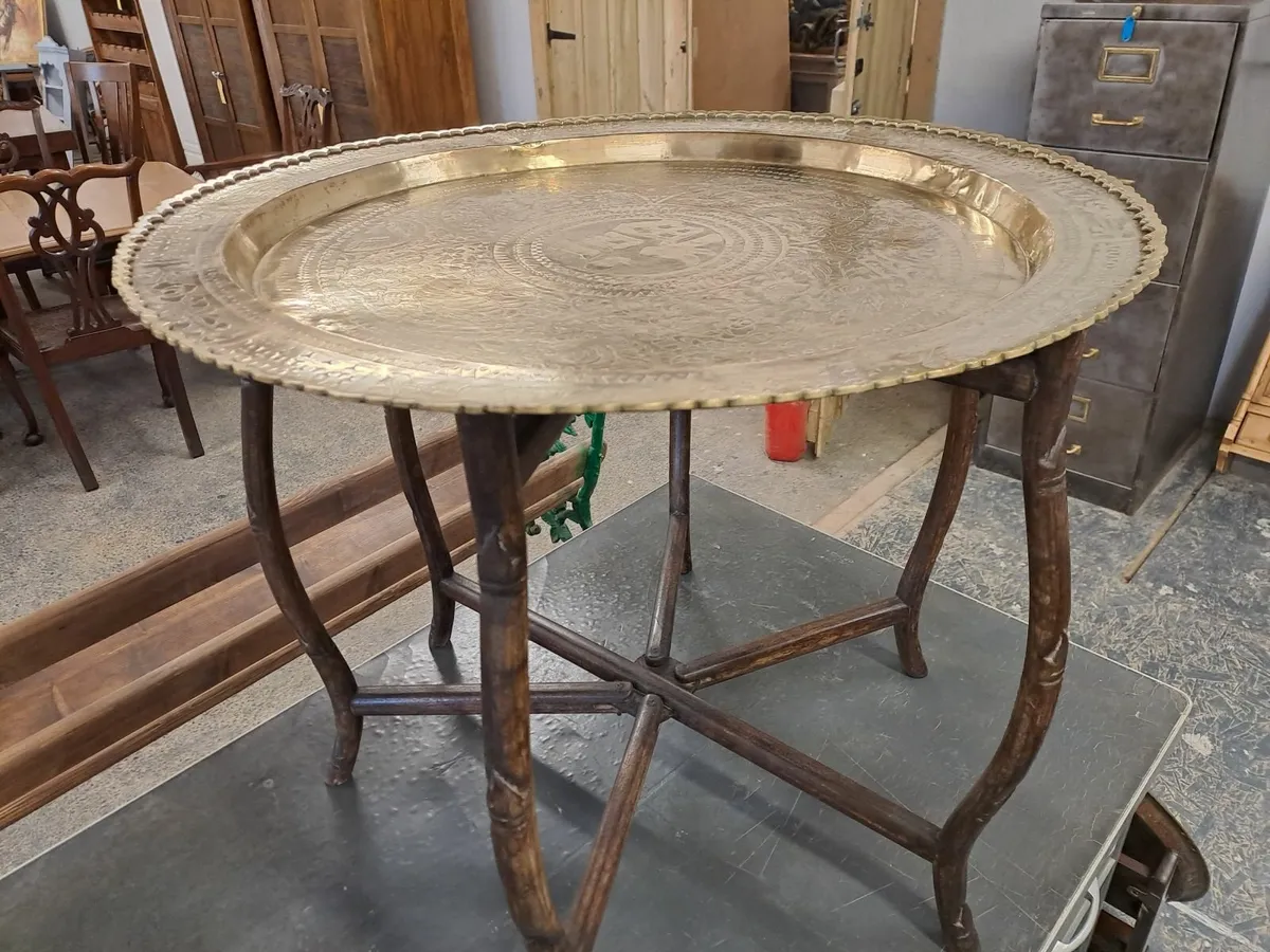 Early 1900s Chinese brass tray table - Image 4